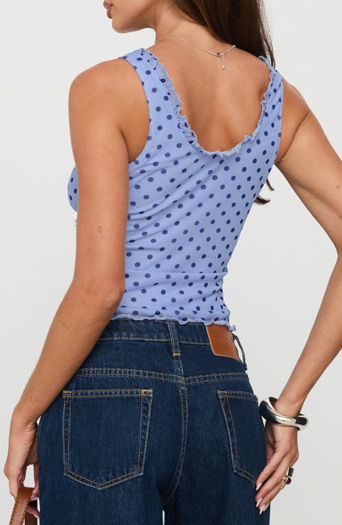 Princess Polly Azira Dot Mesh Crop Tank In Blue