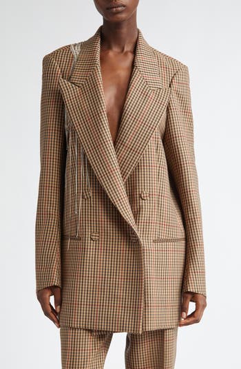 関税/送料込★DRIES VAN NOTEN★Blink check wool oversize jack Dries Van Noten Blink Gingham Crystal Fringe Wool Blazer