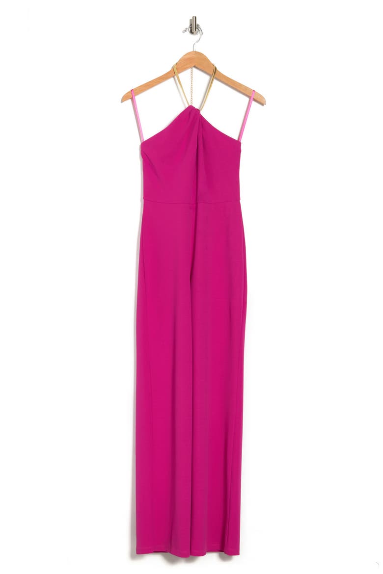 Halter Necklace Jumpsuit, Alternate, color, FUCHSIA