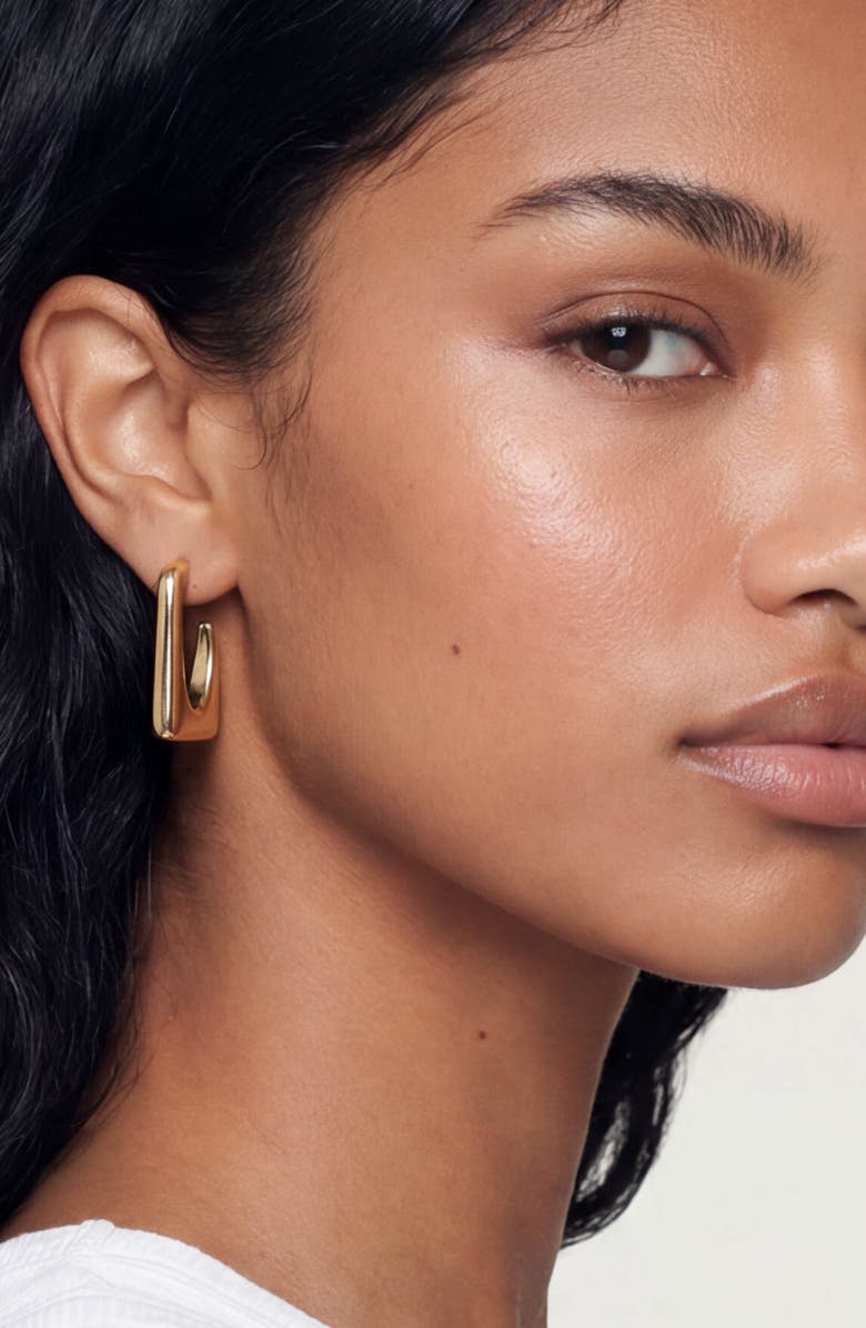 Ettika Squared Off Hoop Earrings, Alternate, color, Gold