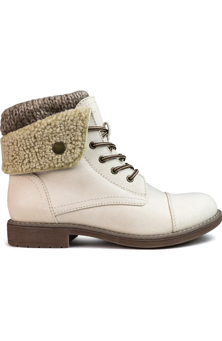 CLIFFS BY WHITE MOUNTAIN Duena Faux Shearling Lined Lace-Up Boot, Alternate, color, Winter White/ Burn/ Fa