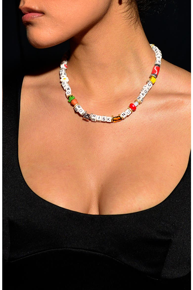 No Risk, No Magic Necklace, Alternate, color, White