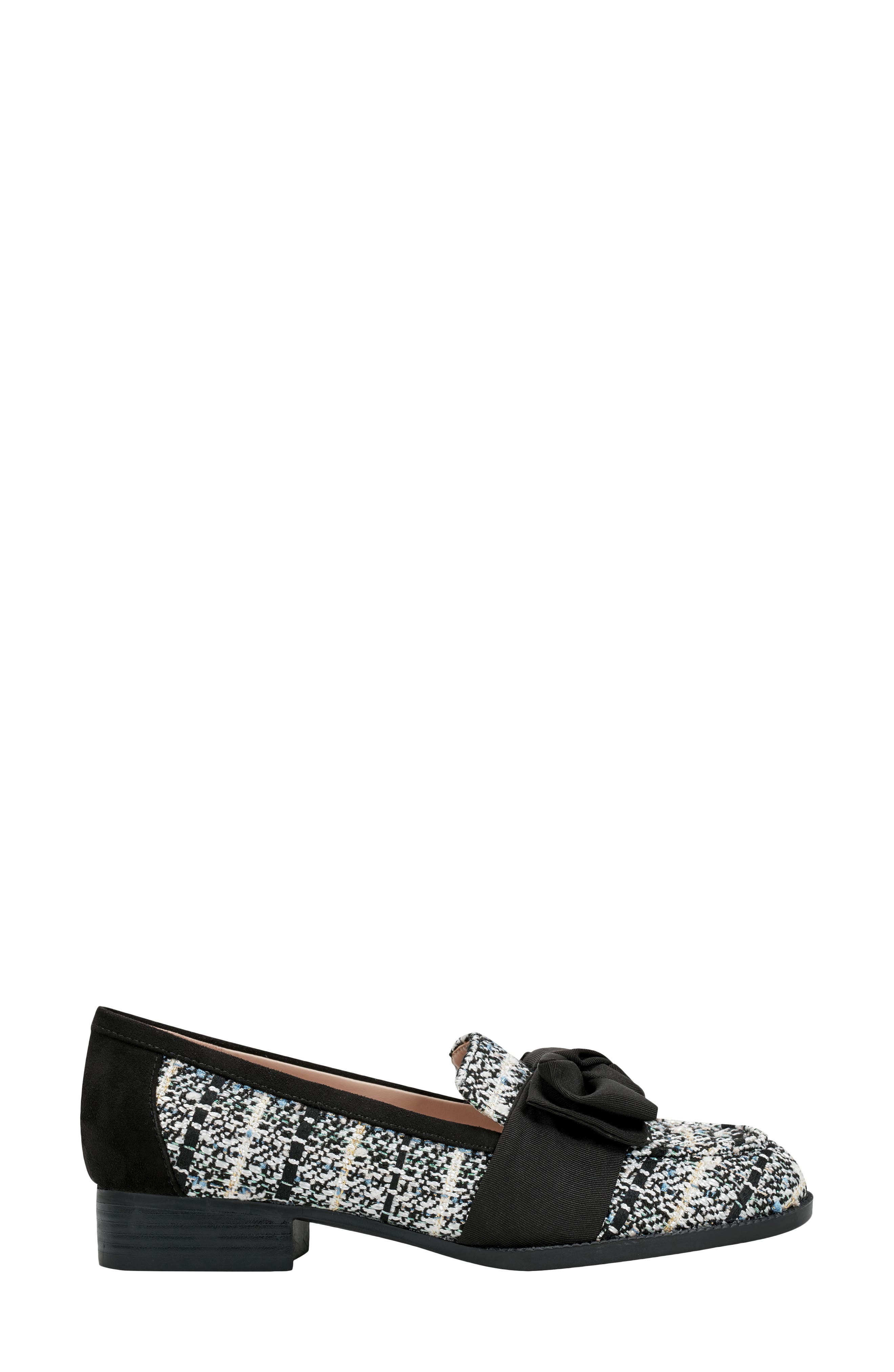 Bow Loafer, Alternate, color, BLACK CREAM TWEED