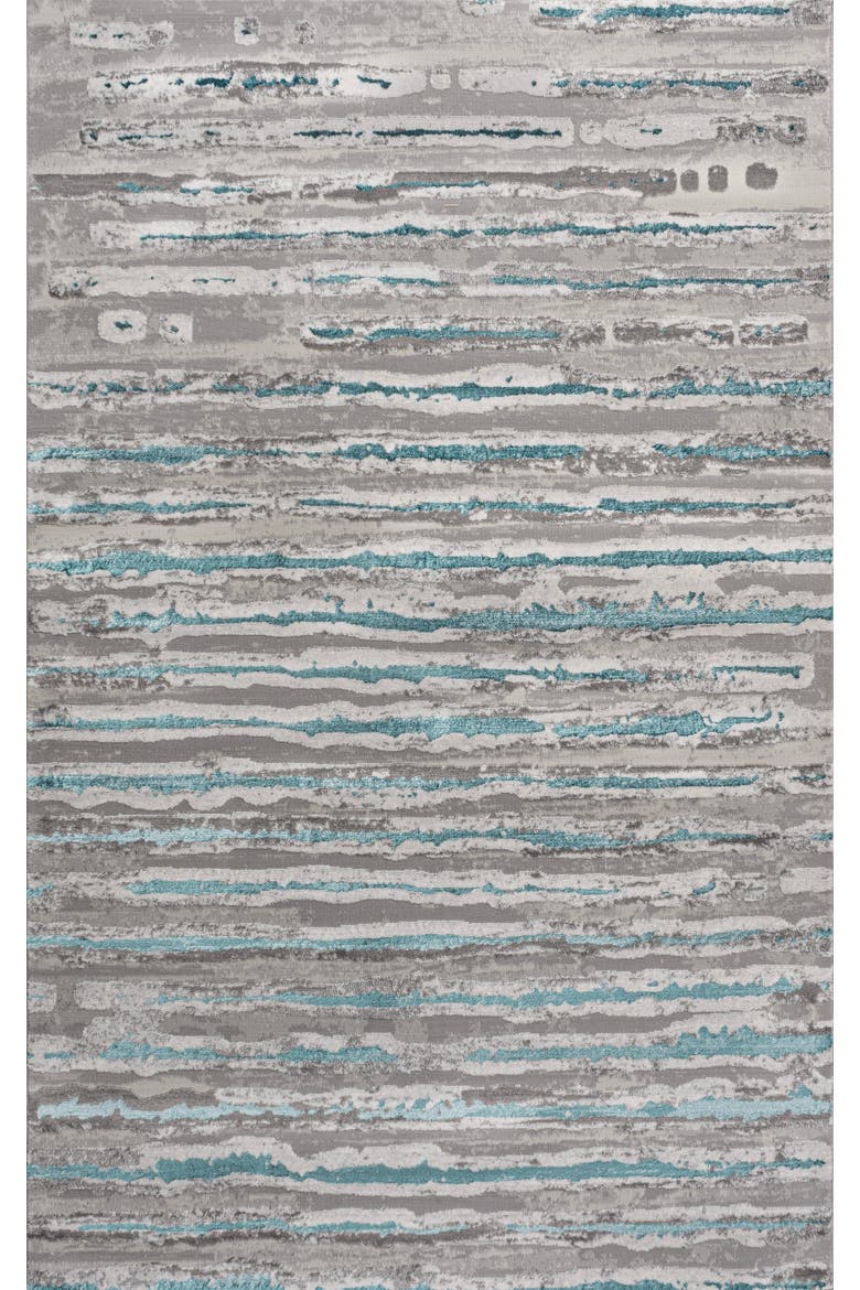 Batten Modern Stripe Area Rug, Main, color, Gray/Turquoise