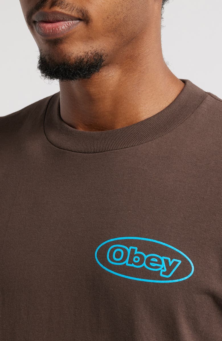 Obey Reaction Graphic T-Shirt, Alternate, color, Java Brown