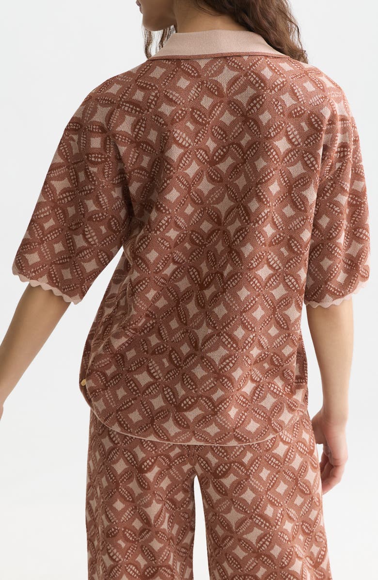 Scotch & Soda Jacquard Button Front Camp Sweater, Alternate, color, Rose Dust