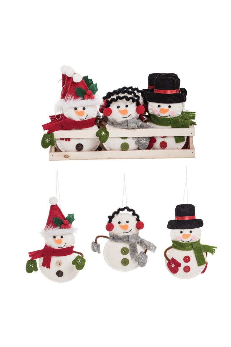 Jingle Snowman Ornament A/24, Main, color, White
