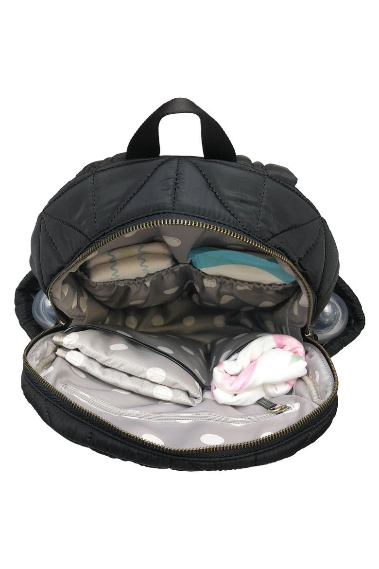 Quilted Water Resistant Nylon Diaper Backpack, Alternate, color, BLACK