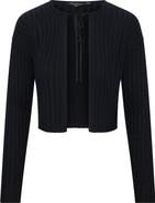 MiuMax Cropped Tie Front Open Knit Cardigan