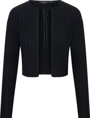 MiuMax Cropped Tie Front Open Knit Cardigan