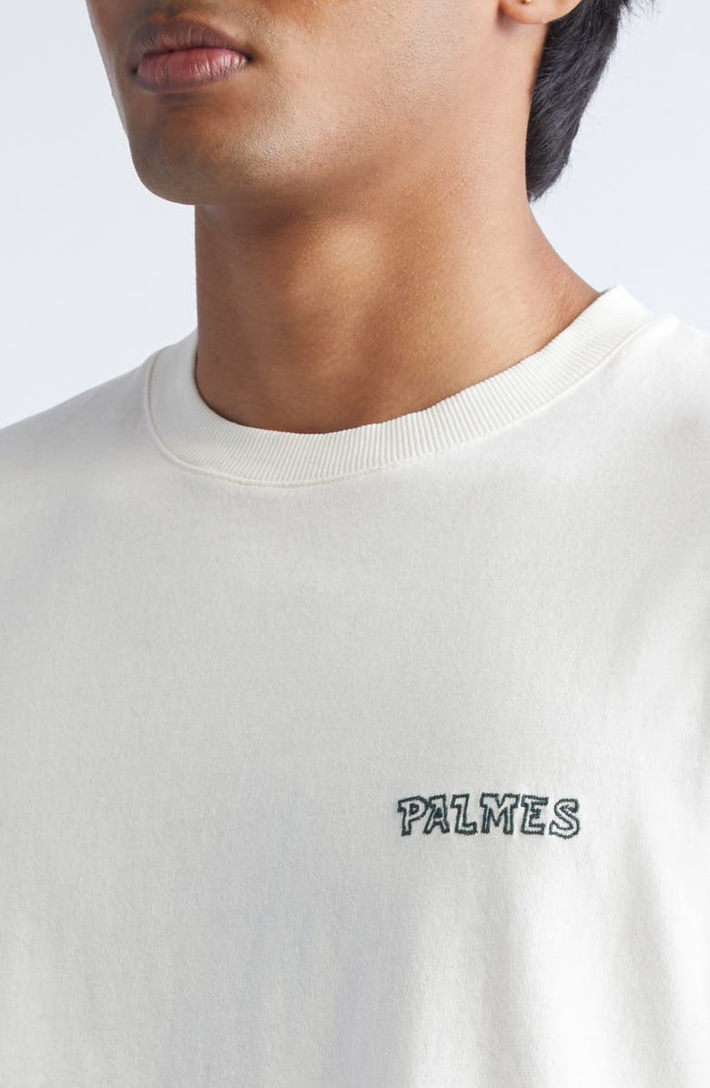 PALMES Logo Embroidered Cotton T-Shirt, Alternate, color, Broken White