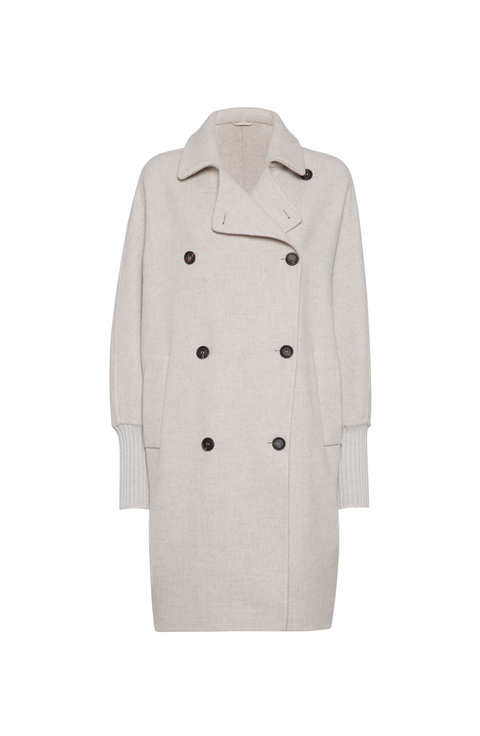 コート BRUNELLO CUCINELLI Women Coats MPMRA9715 C8539 Beige Hand-crafted coat for Woman in Cool Beige | Brunello Cucinelli