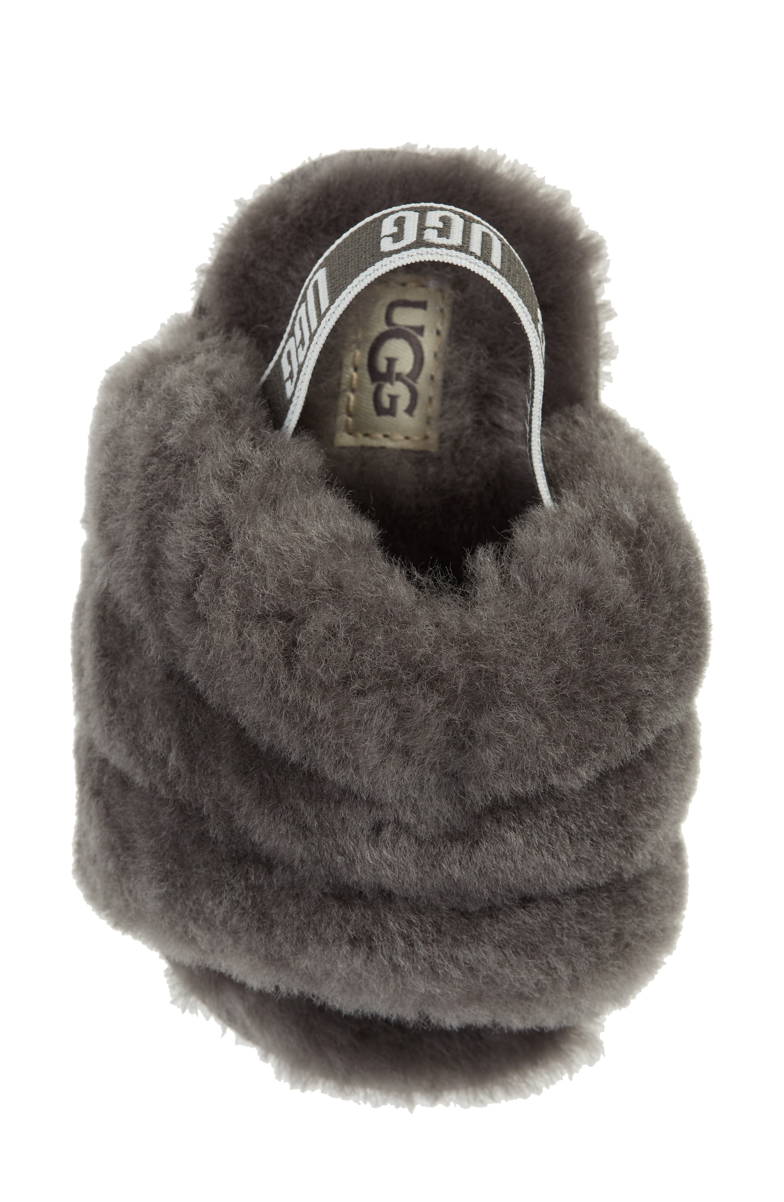 Fluff Yeah Genuine Shearling Slide Sandal, Alternate, color, CHARCOAL