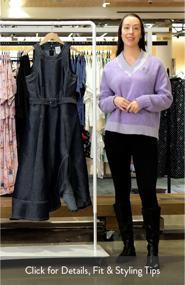 Zelda Sleeveless Belted Cotton Blend Denim Dress, sales video thumbnail