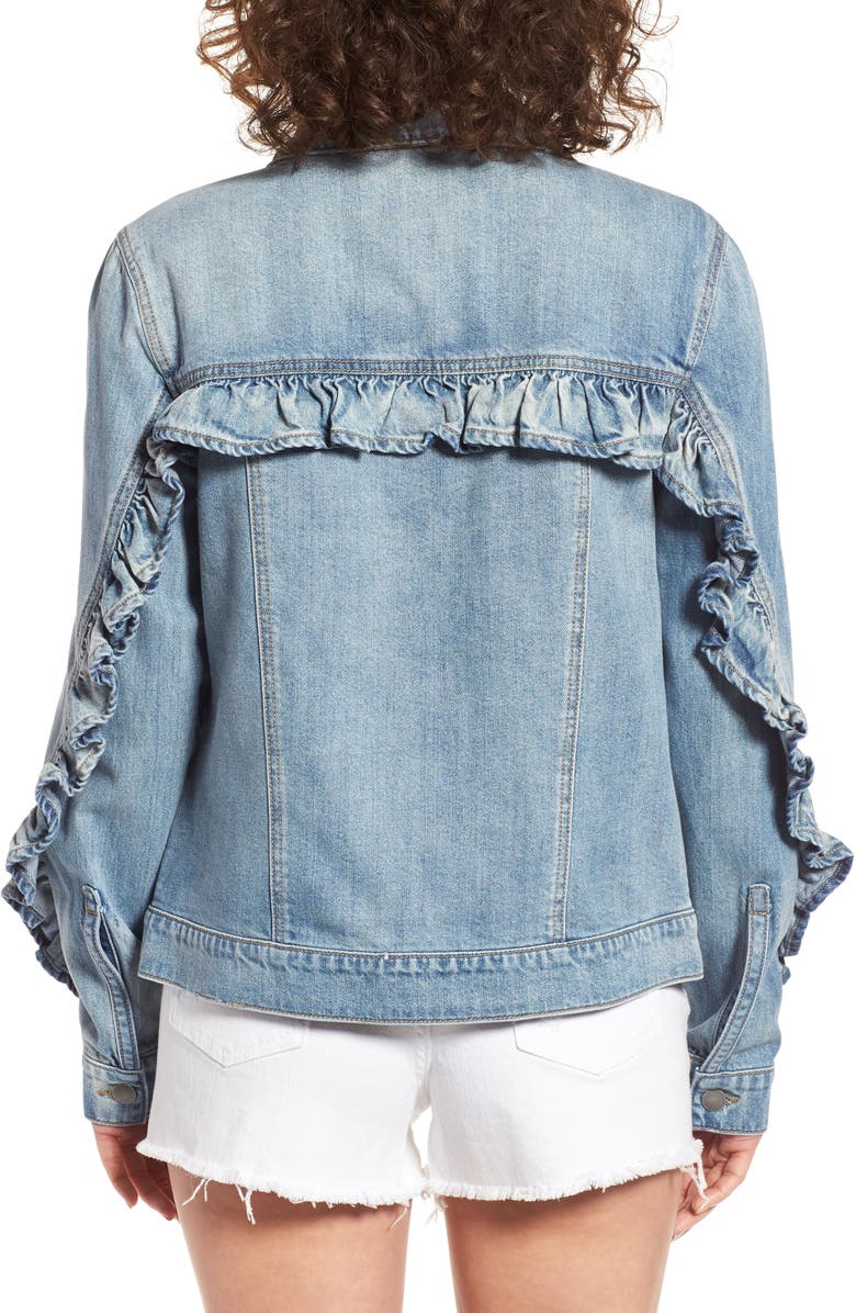 BP. Ruffle Denim Jacket, Alternate, color, 