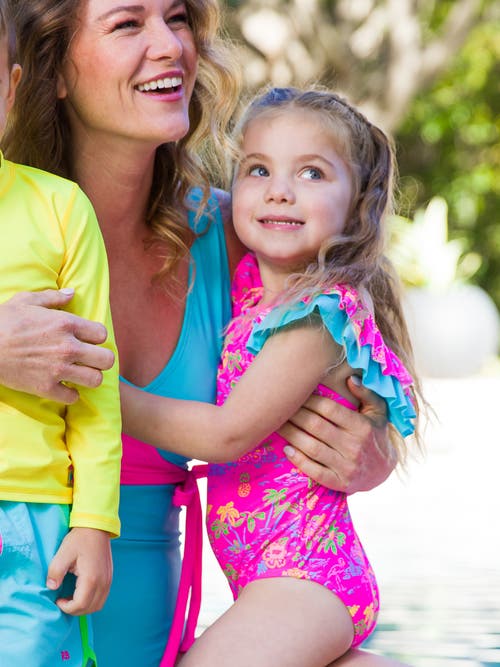 Rufflebutts Toddler Girls V-back One Piece In Neon Island Time