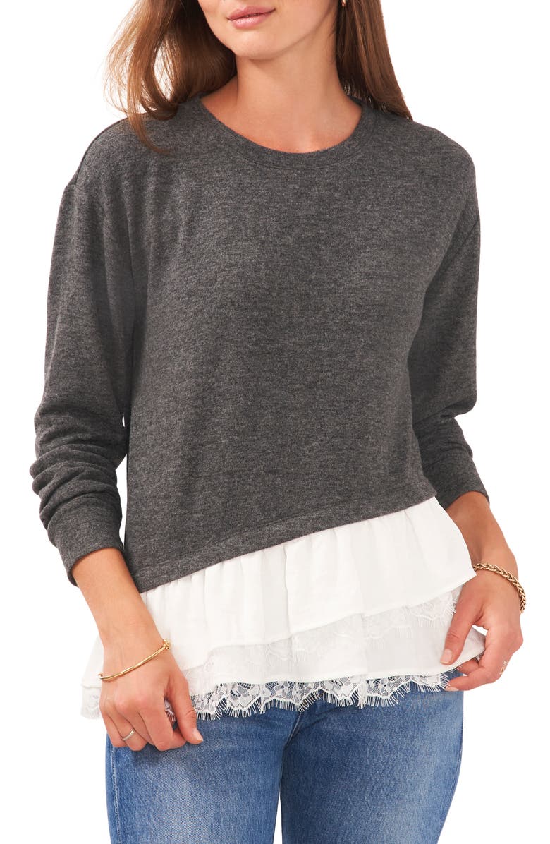 Vince Camuto Mixed Media Layered Sweater, Main, color, 