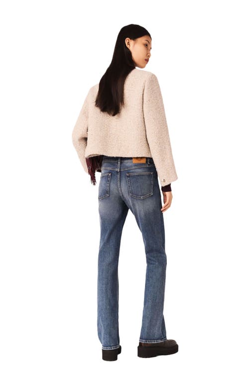 Maje Short Boucle Tweed Jacket In Burgundy