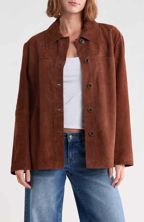 Suede Leather Shirt Jacket