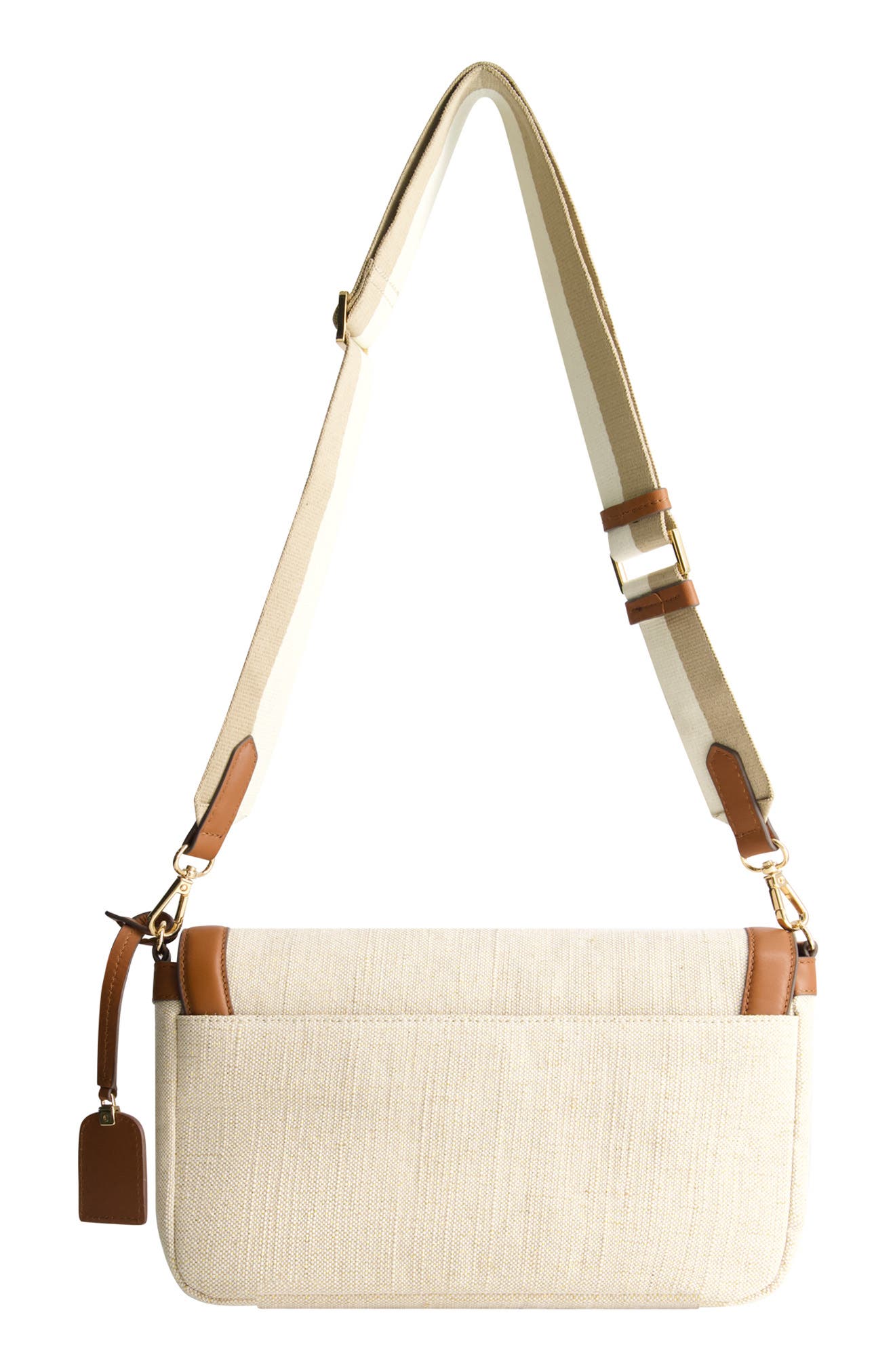 Lurex Linen Long Flap Crossbody, Alternate, color, NATURAL