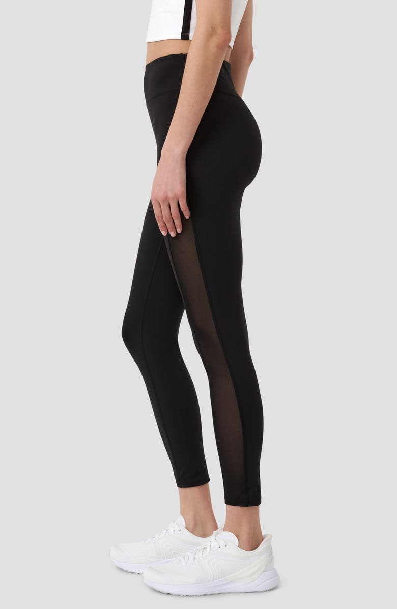 RM Rebecca Minkoff High Waist Mesh Panel Crop Leggings, Alternate, color, Black