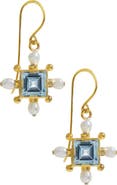 Freya Rose Blue Topaz Cross Earrings