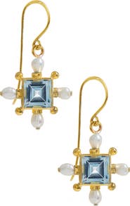 Freya Rose Blue Topaz Cross Earrings