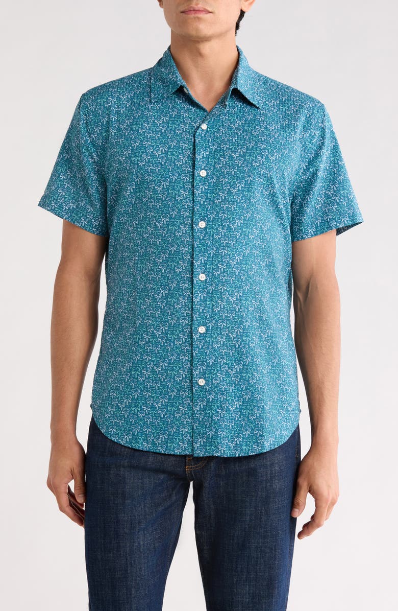 Bonobos Riviera Short Sleeve Shirt, Main, color, Navy Leon Palms