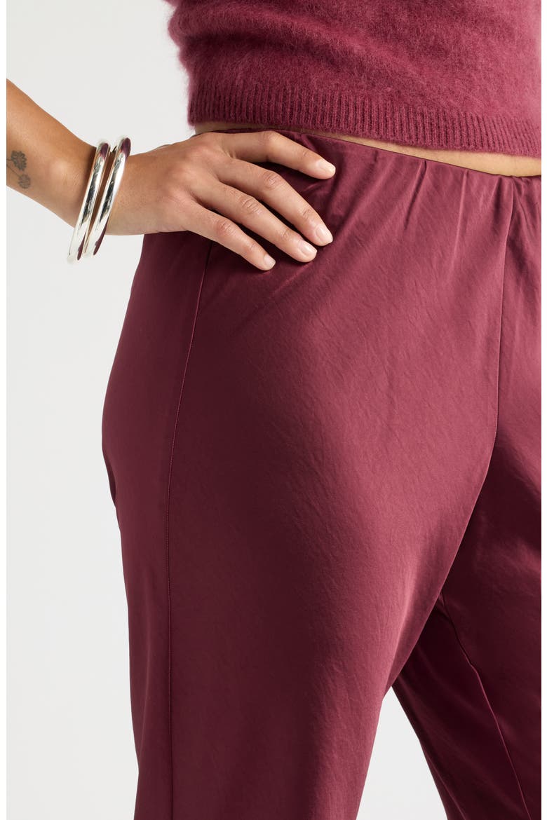 Bias Satin Low Rise Flare Pants, Alternate, color, BURGUNDY BANNER