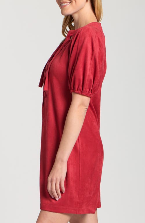 Apny Puff Sleeve Minidress In Red