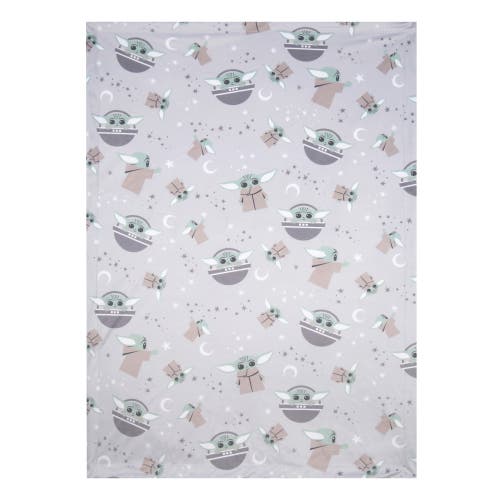 Lambs & Ivy Star Wars Cozy Friends Baby Yoda/grogu Fleece Baby Blanket In Gray