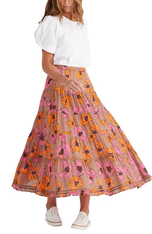 Brave + True Brave+true Wonderland Tiered Maxi Skirt In Orange