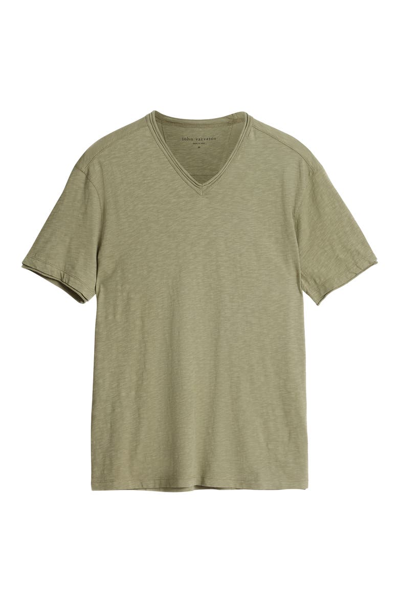 Miles Raw Edge Slub V-Neck T-Shirt, Alternate, color, LICHEN GREEN