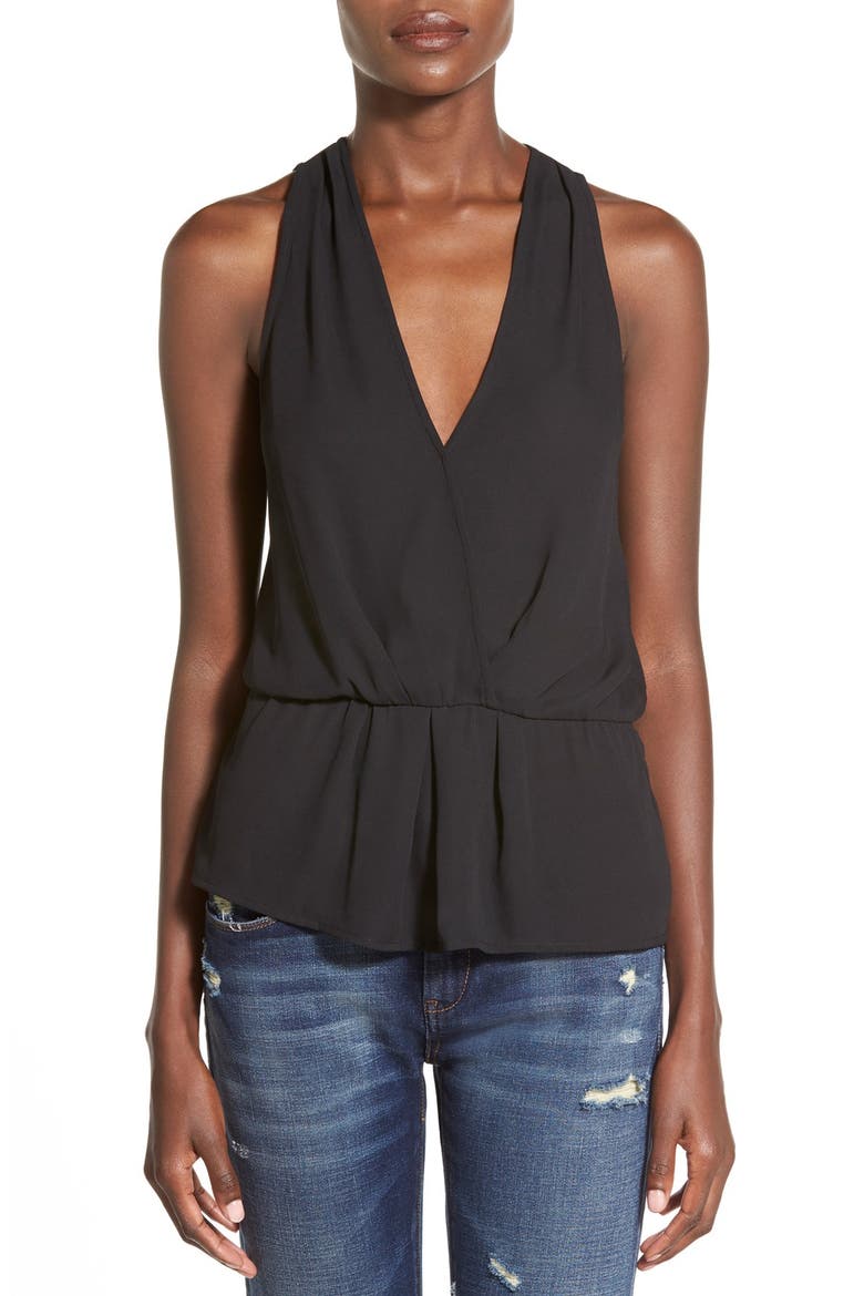 Sleeveless Surplice Top, Main, color, BLACK