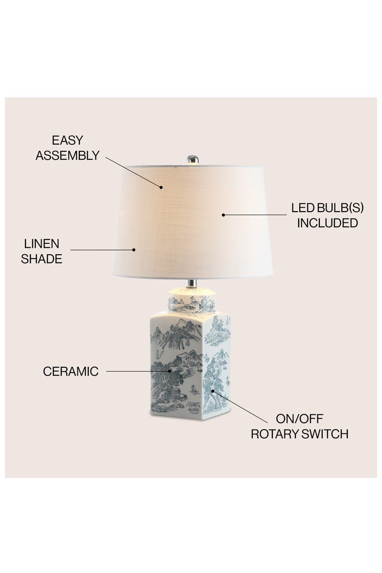 Audrey 24.5" Chinoiserie LED Table Lamp, Blue/White, Alternate, color, Blue/White