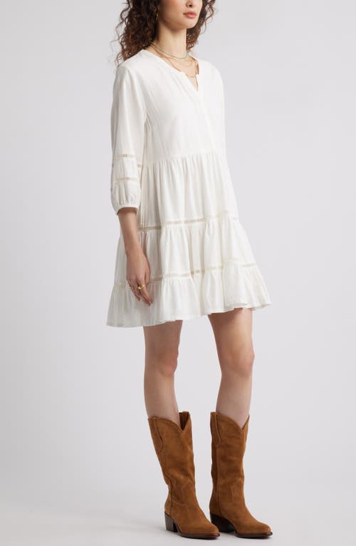 Shop Treasure & Bond Ladder Stitch Accent Linen Blend Tiered Minidress