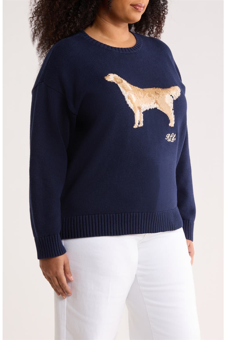 Dog Graphic Cotton Sweater, Alternate, color, REFINED NAVY BLUE/ MULTI
