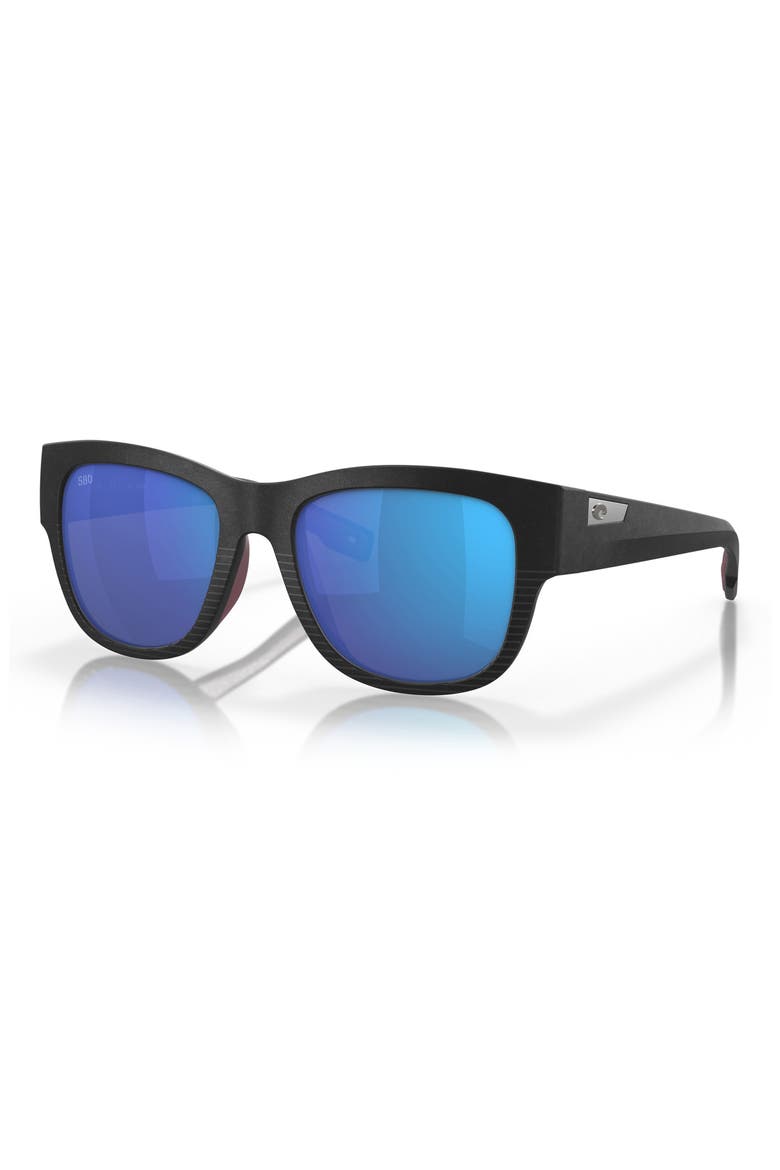 Caleta 55mm Mirrored Polarized Square Sunglasses, Alternate, color, NET BLACK/ GRAY BLUE