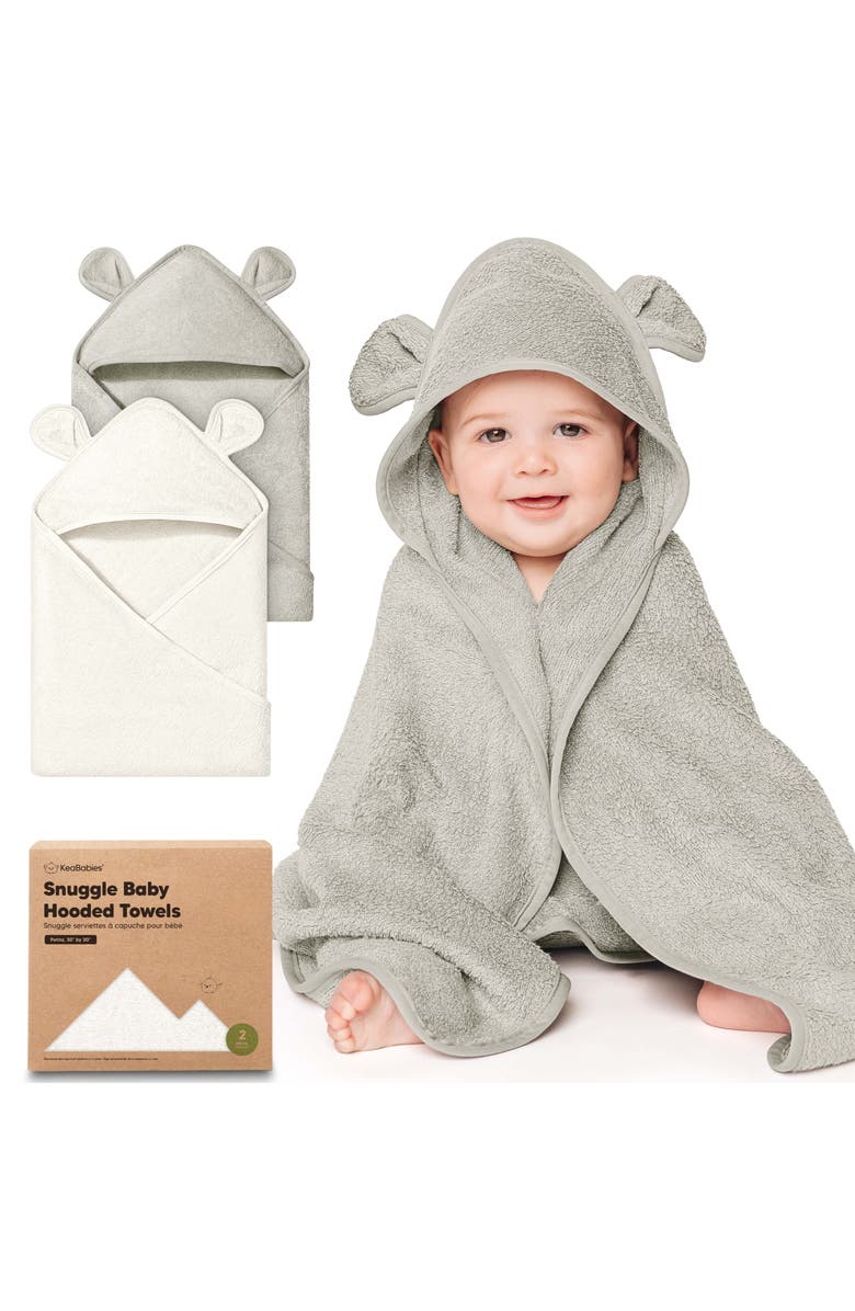 KeaBabies 2-Pack Snuggle Hooded Towels, Main, color, Graphite