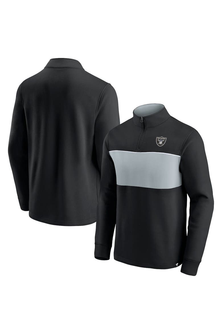 Men's Fanatics Branded Black/Silver Las Vegas Raiders Block Party Quarter-Zip Jacket, Alternate, color, Black