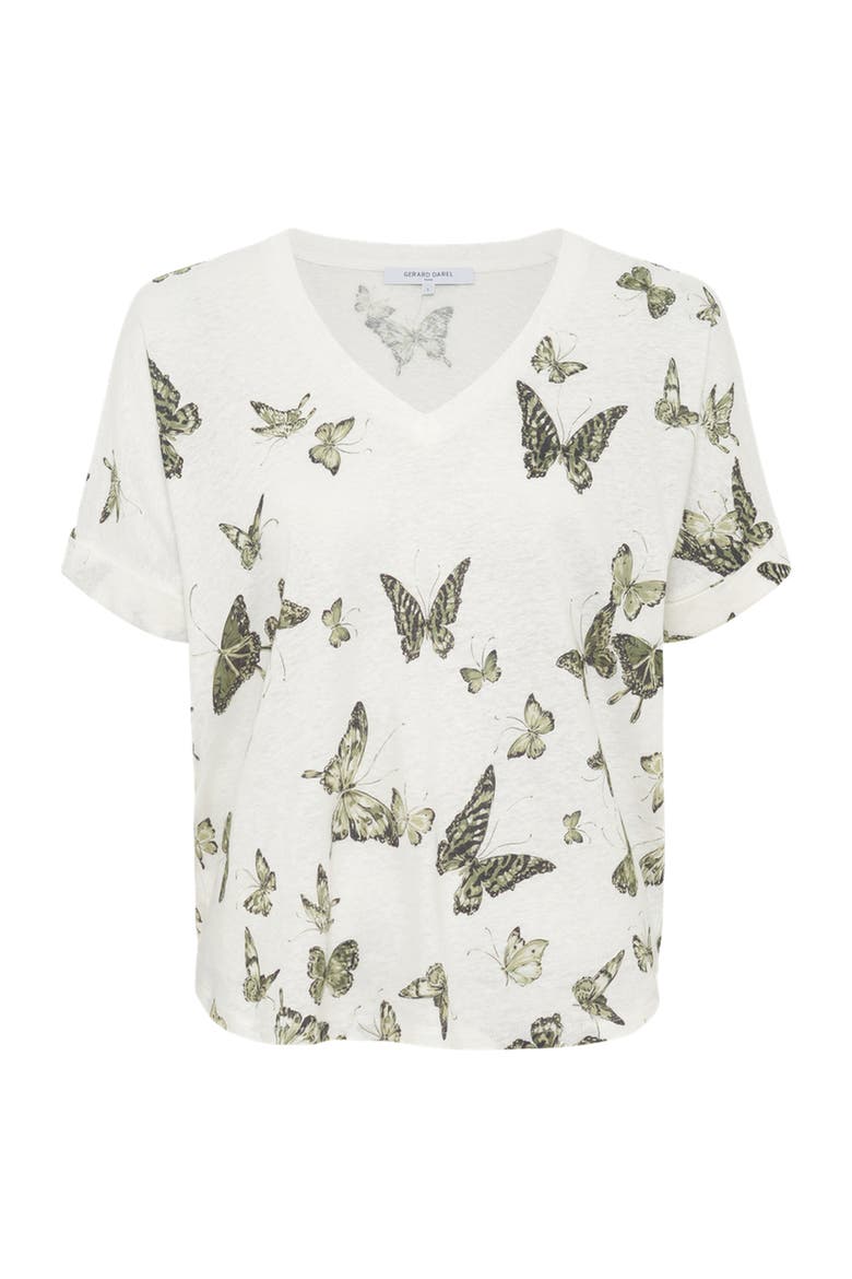 Makeda Butterfly Print T-Shirt, Alternate, color, Khaki Green
