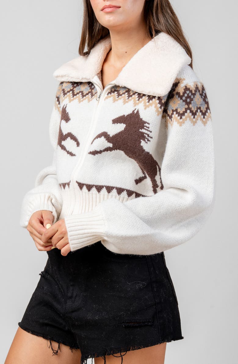 Beivy Novelty Print Zip Jacket, Alternate, color, Oatmeal