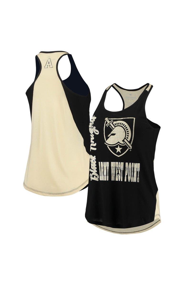 COLOSSEUM Women's Colosseum Black/Gold Army Black Knights George Glass 2-Hit Scoop Neck Racerback Tank Top, Main, color, 