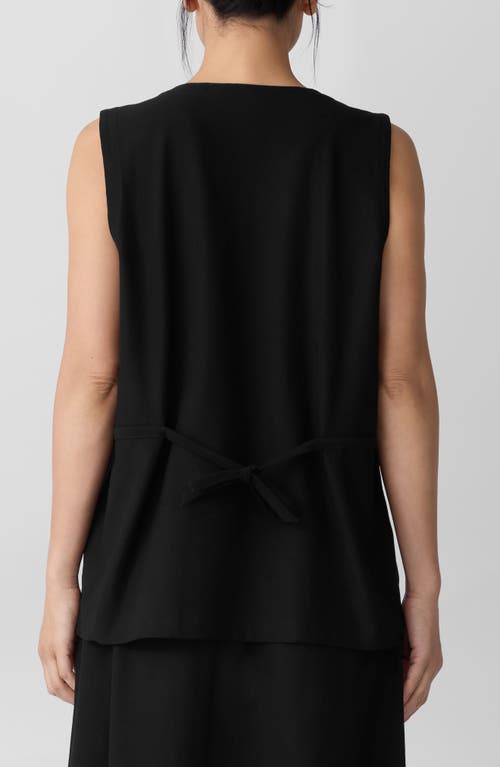 Eileen Fisher Organic Linen Tie Back Longline Vest In Black