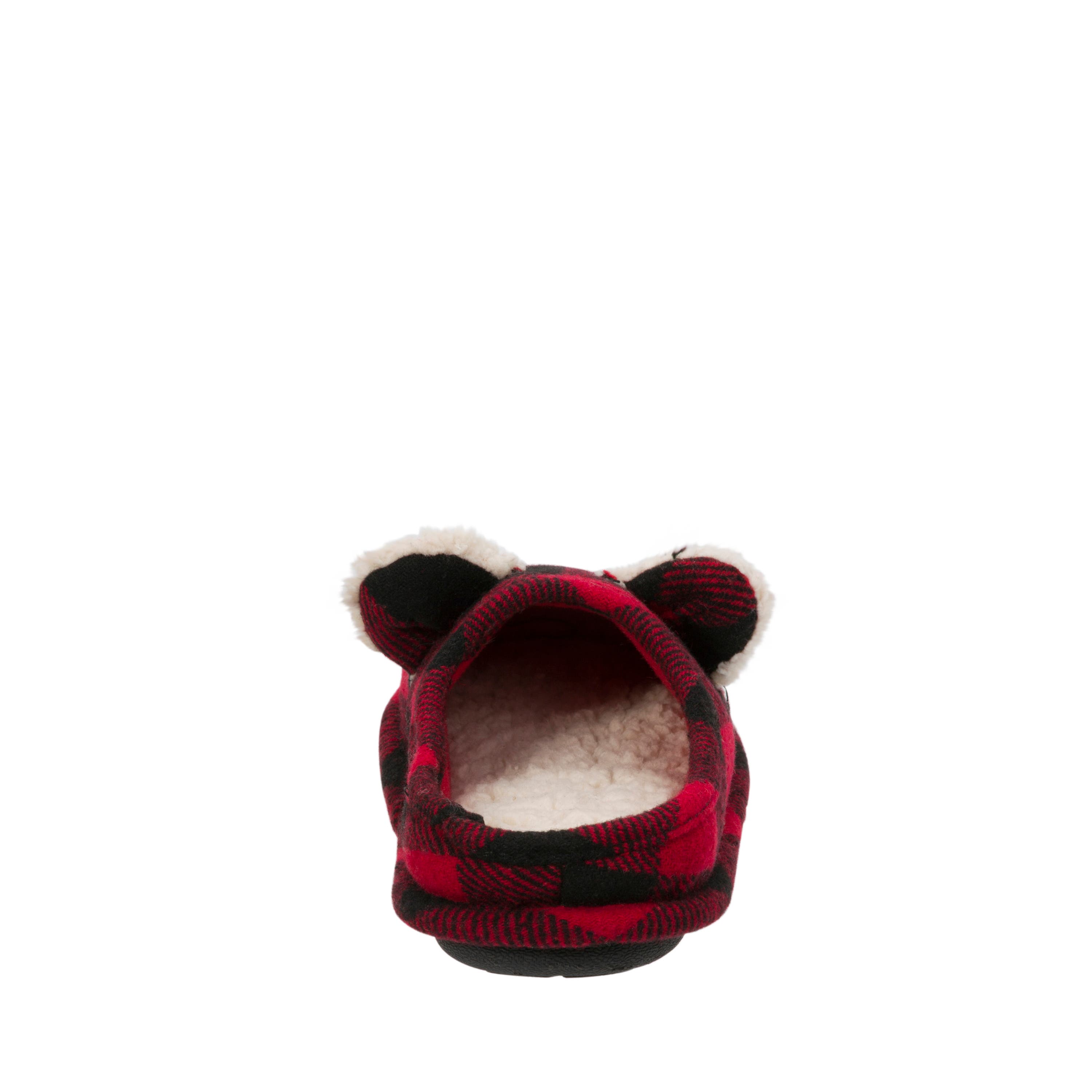DEARFOAMS Kids' Buffalo Check Lil Bear Clog Slipper, Alternate, color, Red Plaid