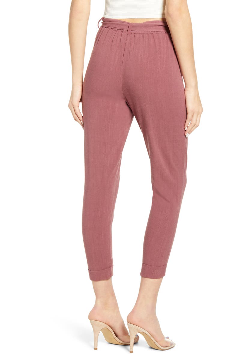 June & Hudson Belted High Waist Crop Pants, Alternate, color,