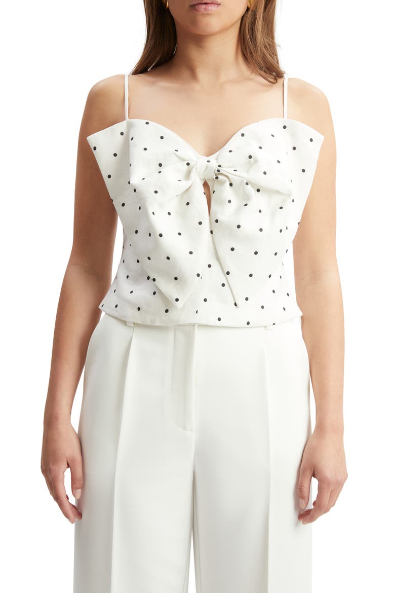 Vieda Bow Front Camisole, Alternate, color, WHITE BLACK SPOT