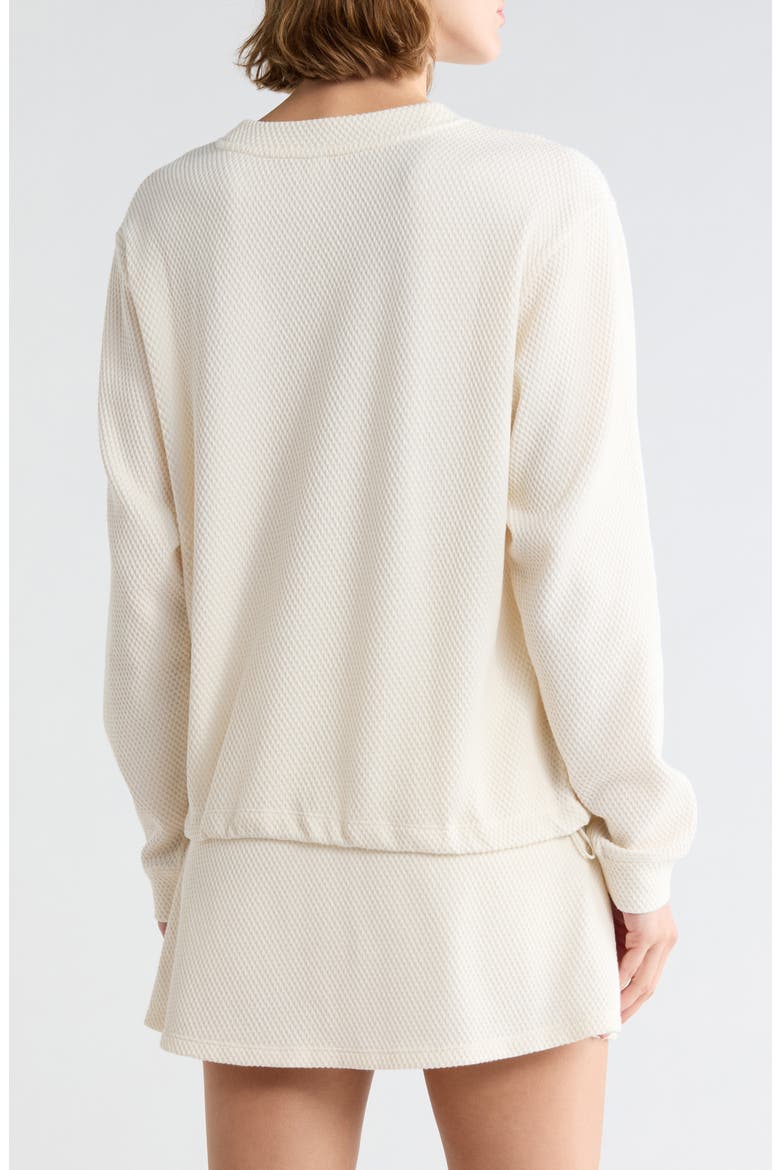 Jacquard Mixed Long Sleeve Crewneck Sweatshirt, Alternate, color, EGG NOG