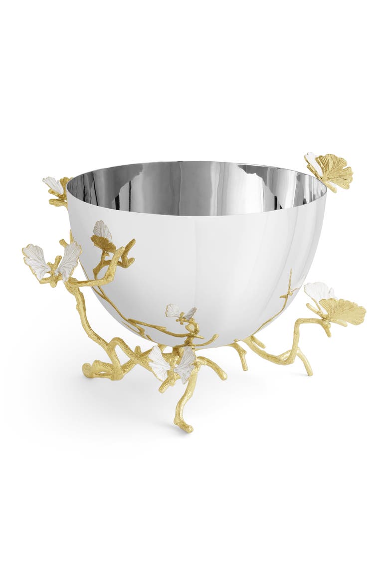 Butterfly Ginkgo Serving Bowl, Alternate, color, GOLD/ SILVER