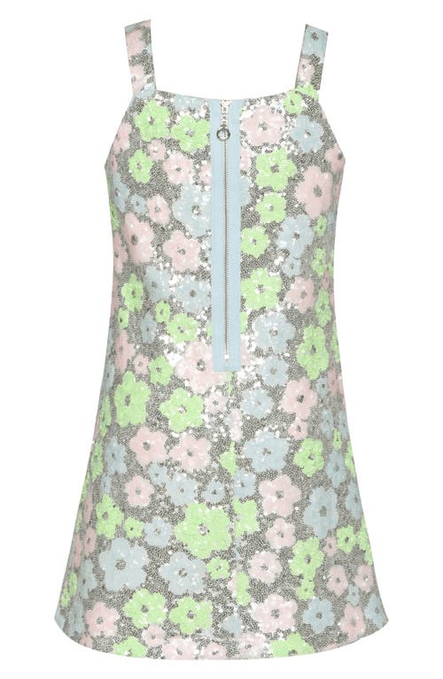 Shop Hannah Banana Kids' Sequin Floral Party Dress In Silver Multi